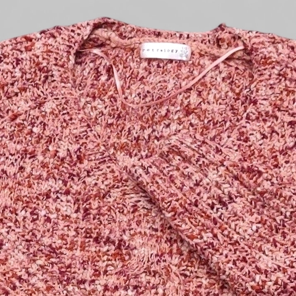 retrology Chunky Marled Knit Multicolor V-Neck Sweater Size Large